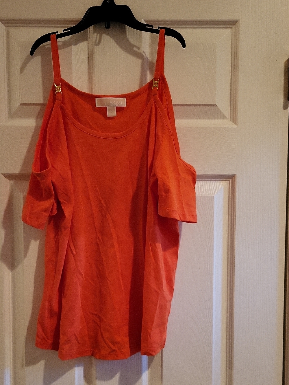 Michael Kors Orange Cold-Shoulder Camisole Top Women's Size M